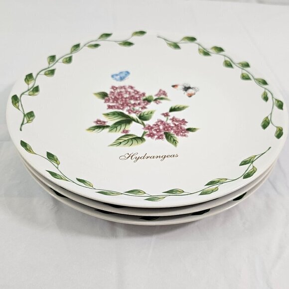 Royal Norfolk Hydrangeas Butterflies 8” Ceramic Salad Luncheon Plates – Set of 3 - Picture 10 of 13